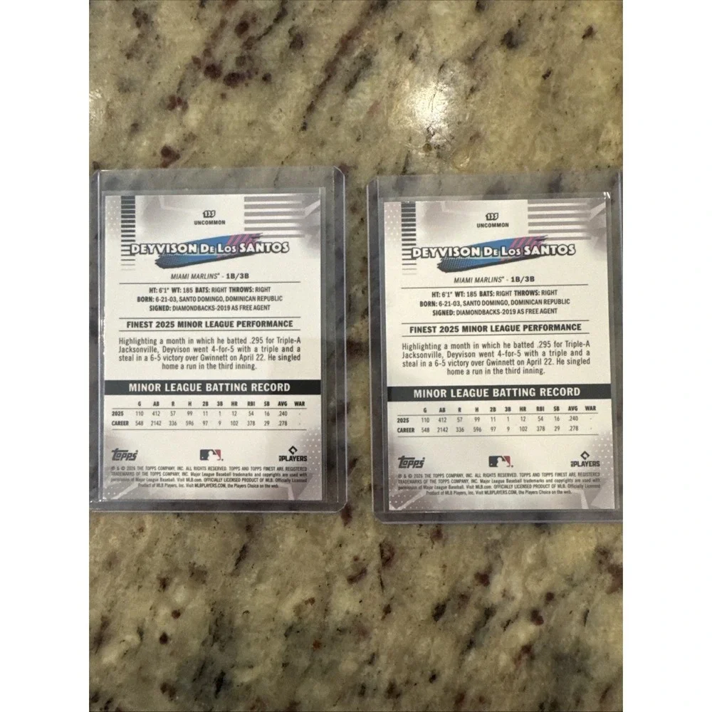 2026 Topps Finest Deyvison De Los Santos RC Mini Diamond Refractor #135 Marlins